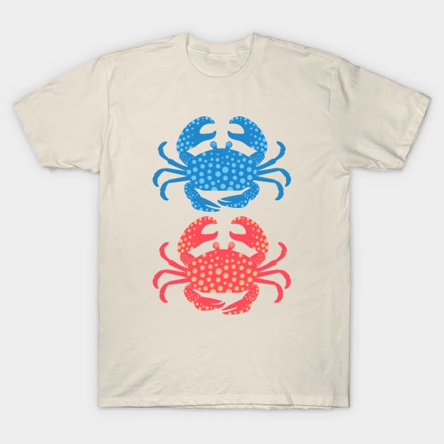 KING CRABS Cute Sea Life Coastal Ocean Beach Crab in Blue Red - UnBlink Studio by Jackie Tahara T-Shirt by UnBlink Studio by Jackie Tahara